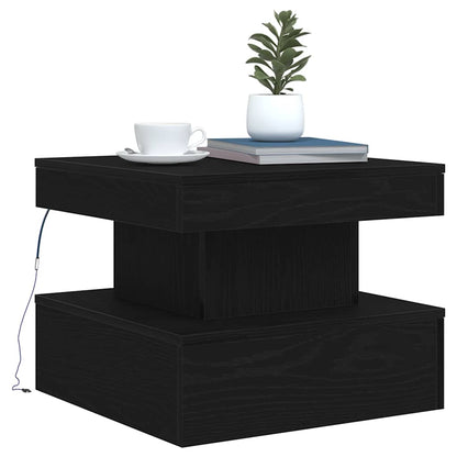 Coffee Table with LED Lights Black Oak 50x50x40 cm