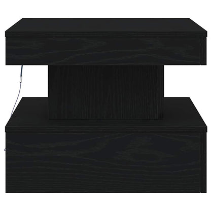 Coffee Table with LED Lights Black Oak 50x50x40 cm