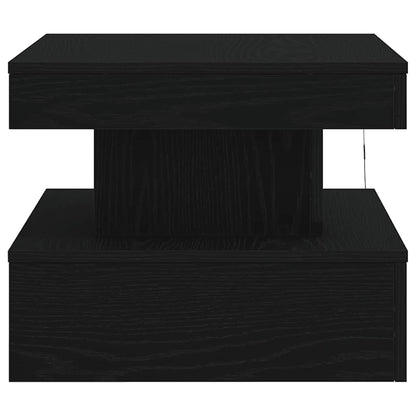 Coffee Table with LED Lights Black Oak 50x50x40 cm