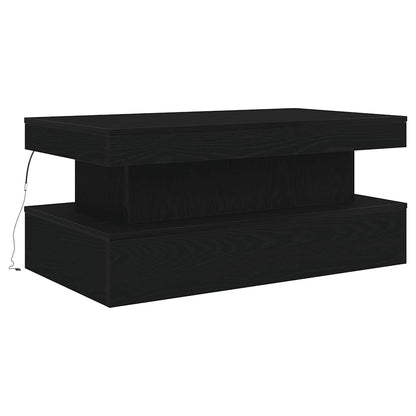 Coffee Table with LED Lights Black Oak 90x50x40 cm