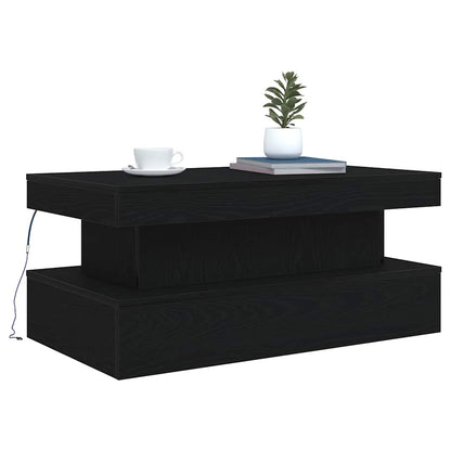 Coffee Table with LED Lights Black Oak 90x50x40 cm