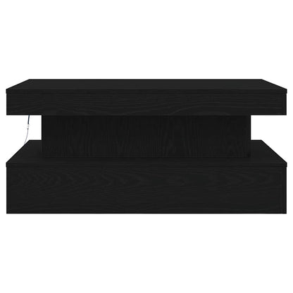 Coffee Table with LED Lights Black Oak 90x50x40 cm