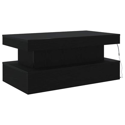 Coffee Table with LED Lights Black Oak 90x50x40 cm