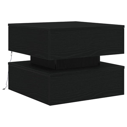 Coffee Table with LED Lights Black Oak 50x50x40 cm