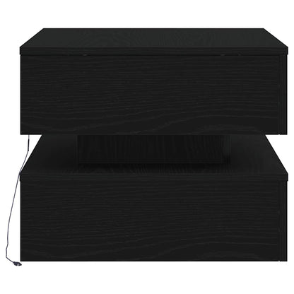 Coffee Table with LED Lights Black Oak 50x50x40 cm