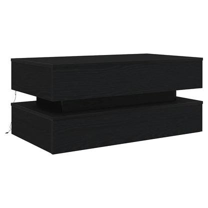 Coffee Table with LED Lights Black Oak 90x50x40 cm