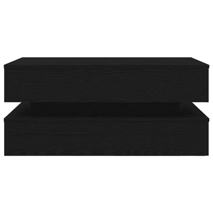 Coffee Table with LED Lights Black Oak 90x50x40 cm
