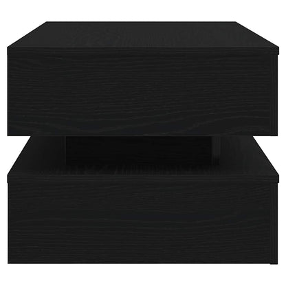 Coffee Table with LED Lights Black Oak 90x50x40 cm