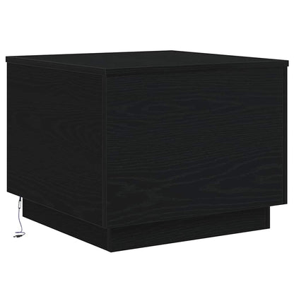 Coffee Table with LED Lights Black Oak 50x50x40 cm