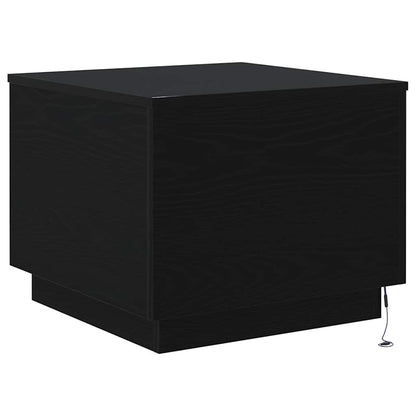 Coffee Table with LED Lights Black Oak 50x50x40 cm