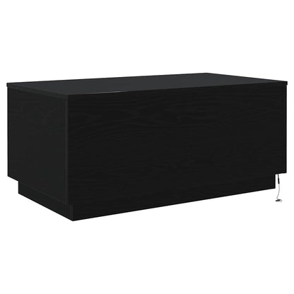 Coffee Table with LED Lights Black Oak 90x50x40 cm