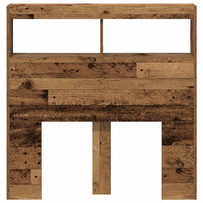 LED Headboard Cabinet, Rustic Old Wood, 100x17x102 cm