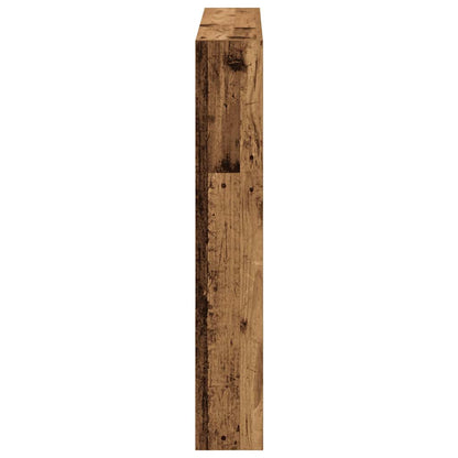 LED Headboard Cabinet, Rustic Old Wood, 100x17x102 cm