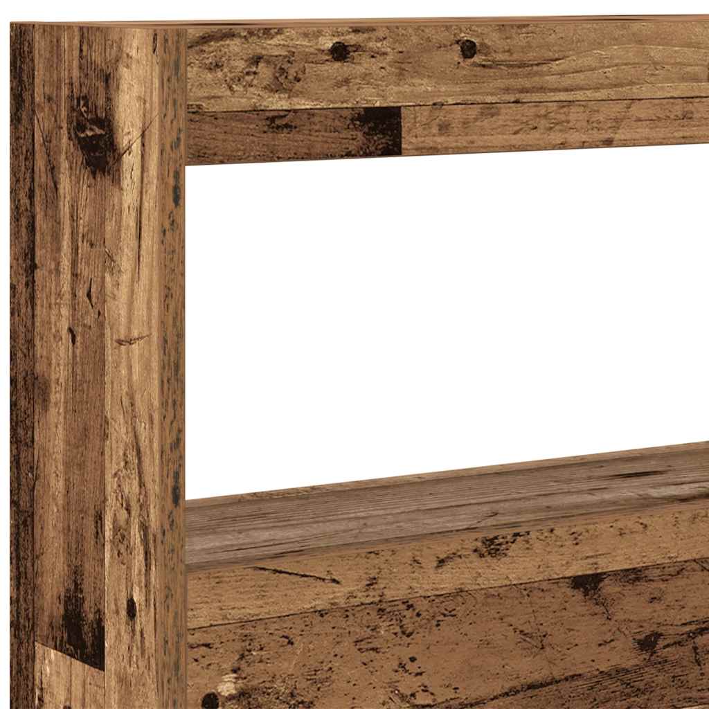 LED Headboard Cabinet, Rustic Old Wood, 100x17x102 cm