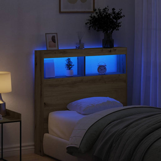 LED Headboard Cabinet - Artisan Oak - 100x17x102 cm