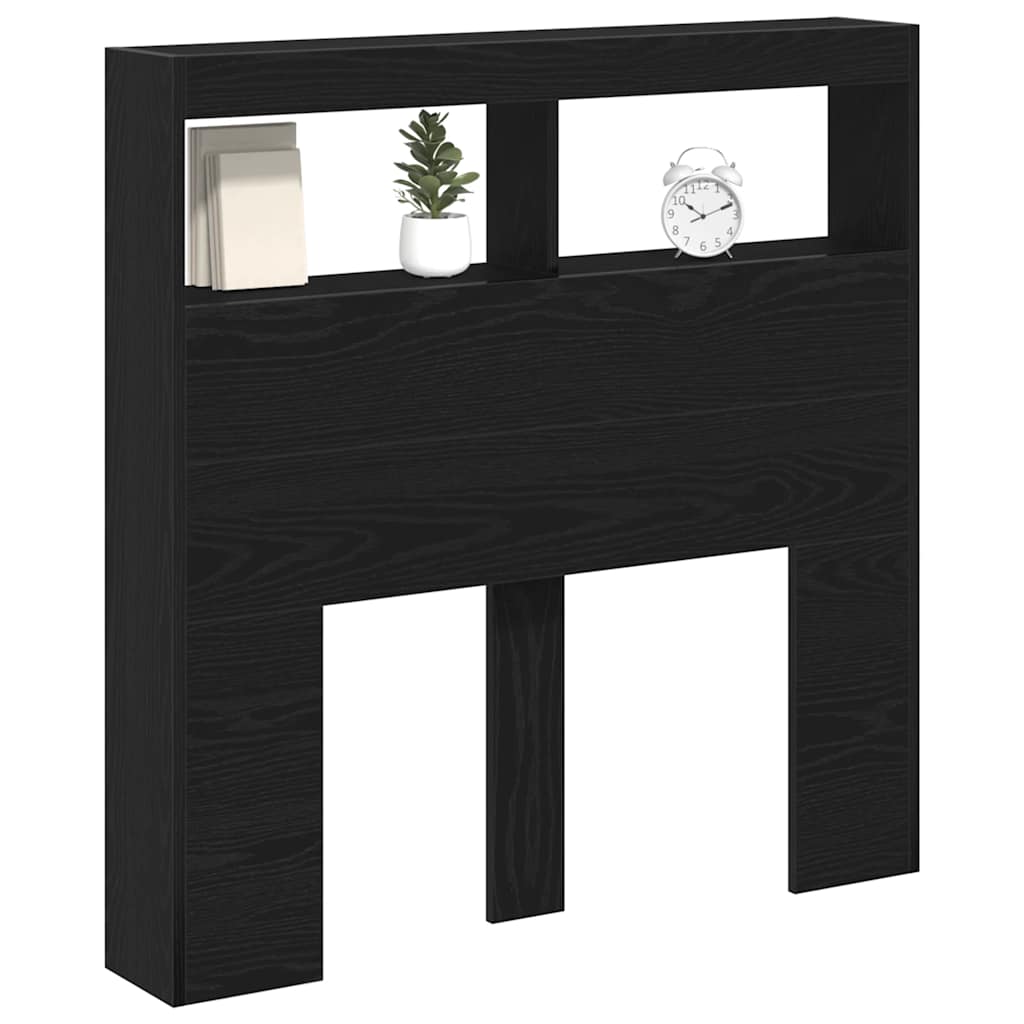 LED Headboard Cabinet - Black Oak, 100x17x102 cm
