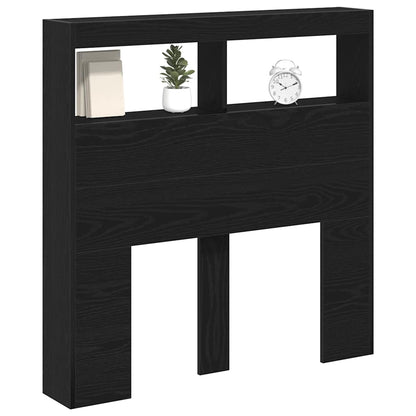 LED Headboard Cabinet - Black Oak, 100x17x102 cm
