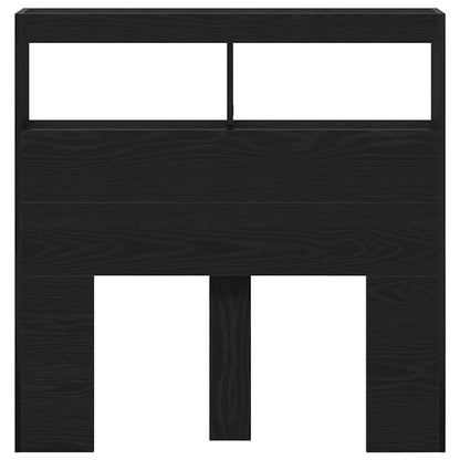 LED Headboard Cabinet - Black Oak, 100x17x102 cm