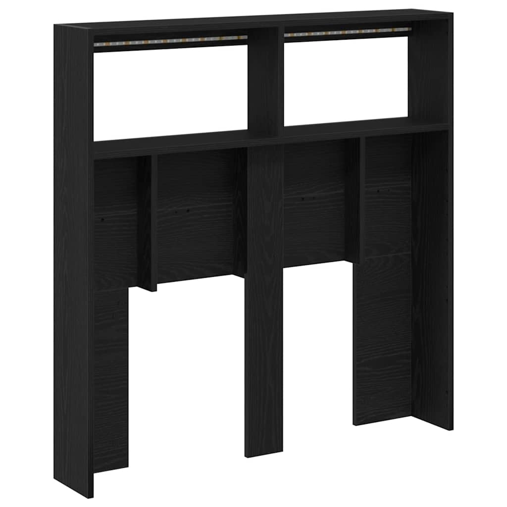 LED Headboard Cabinet - Black Oak, 100x17x102 cm