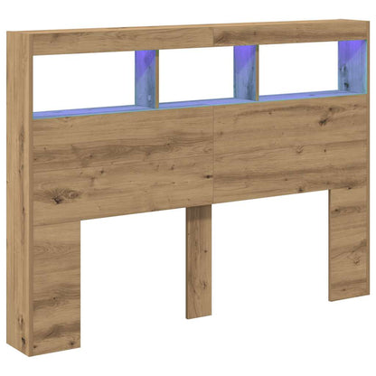 LED Headboard Cabinet, Artisan Oak, 140x17x102 cm