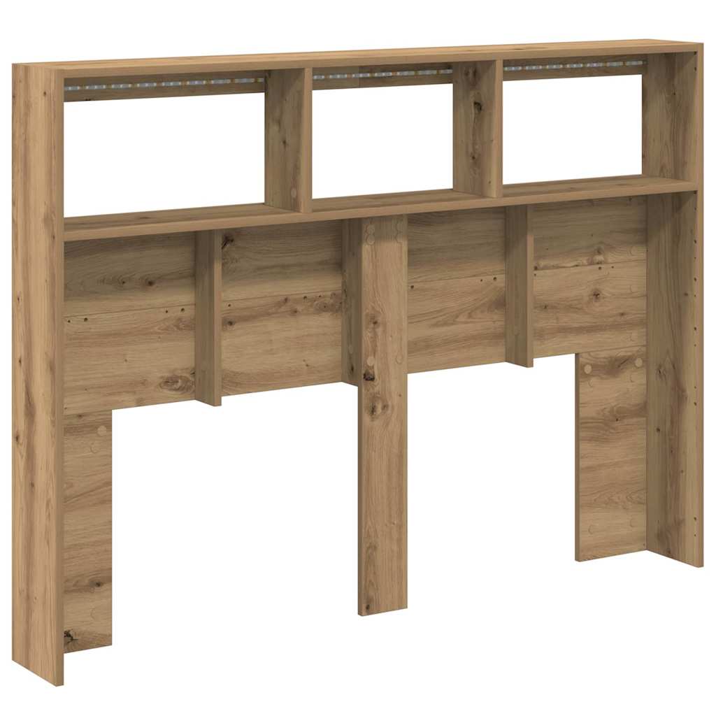 LED Headboard Cabinet, Artisan Oak, 140x17x102 cm