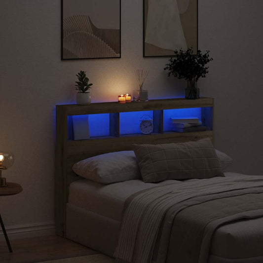 LED Headboard Cabinet, Artisan Oak, 140x17x102 cm