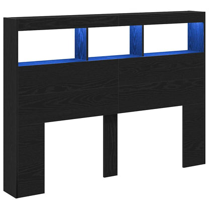 Black Oak LED Headboard Cabinet - 140x17x102 cm