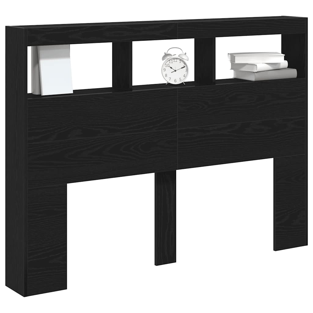 Black Oak LED Headboard Cabinet - 140x17x102 cm