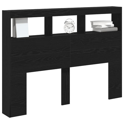 Black Oak LED Headboard Cabinet - 140x17x102 cm