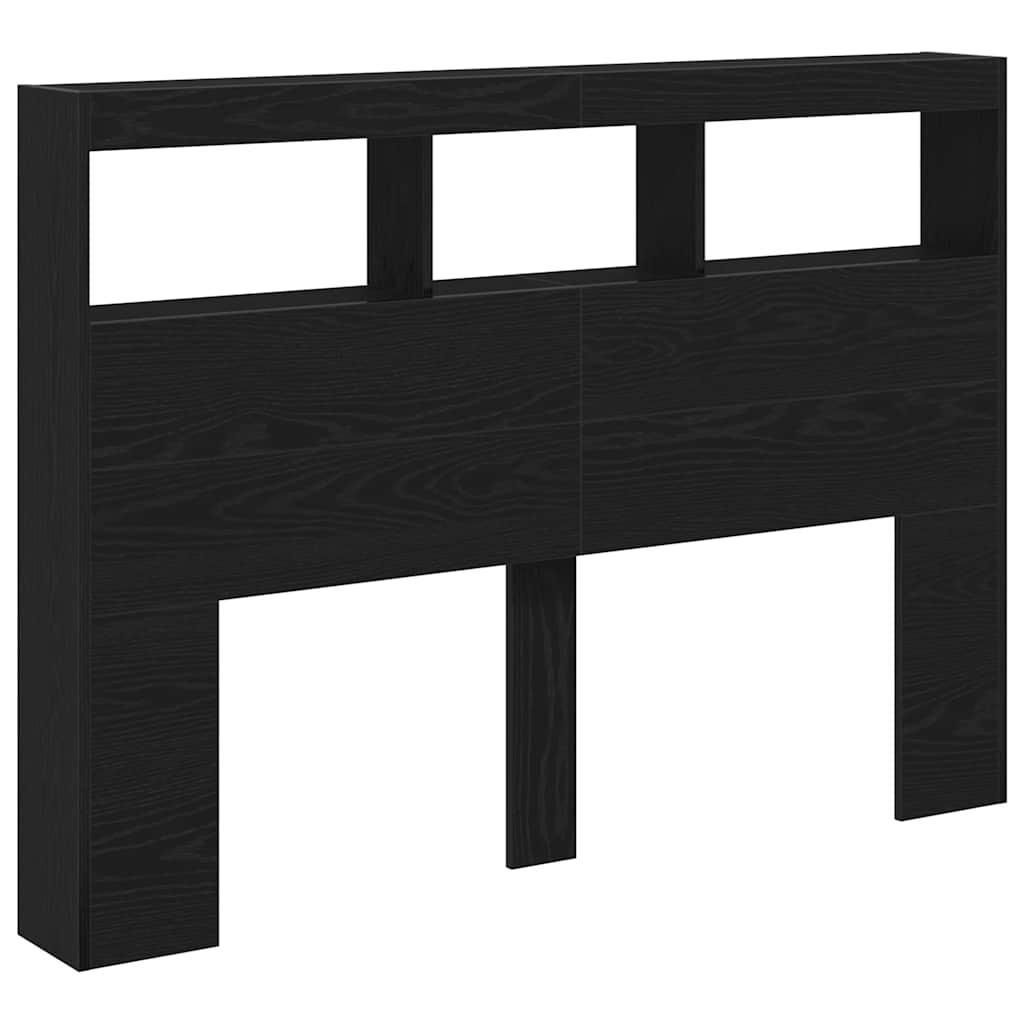 Black Oak LED Headboard Cabinet - 140x17x102 cm
