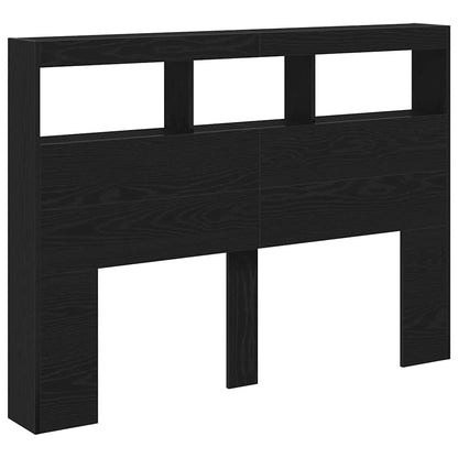 Black Oak LED Headboard Cabinet - 140x17x102 cm