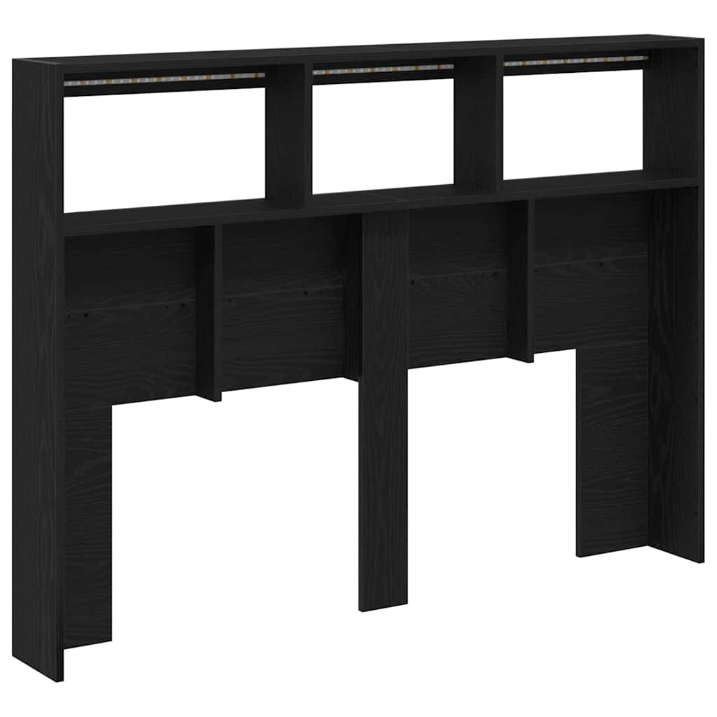 Black Oak LED Headboard Cabinet - 140x17x102 cm