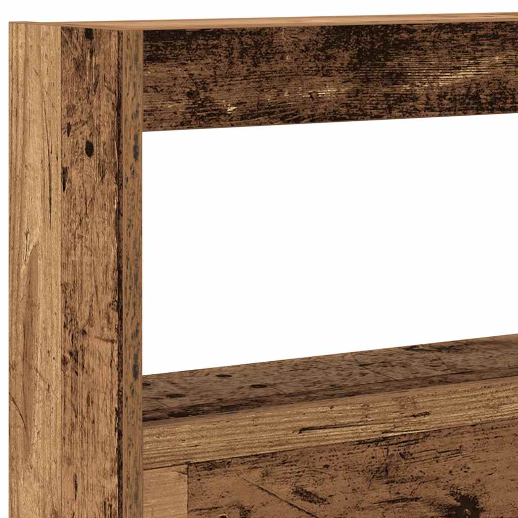 Rustic Old Wood Headboard Cabinet with LED, 160x17x102 cm