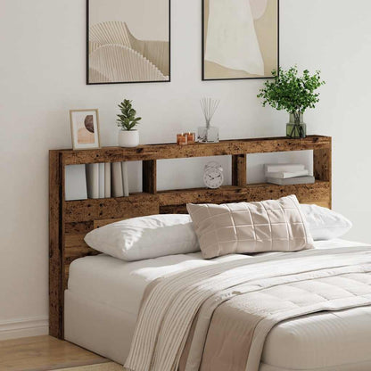Rustic Oak LED Headboard Cabinet 180x17x102 cm - Stylish Storage