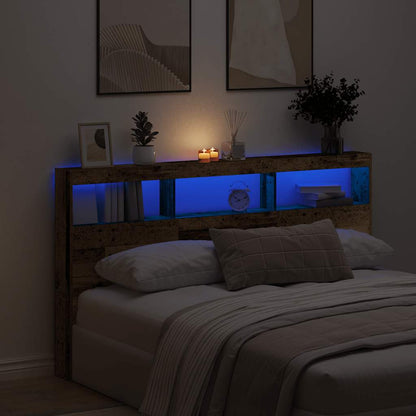 Rustic Oak LED Headboard Cabinet 180x17x102 cm - Stylish Storage