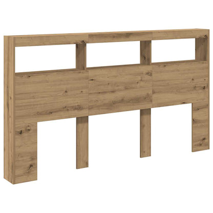 Artisan Oak LED Headboard Cabinet - 180x17x102 cm, Stylish Storage