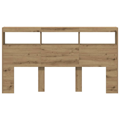 Artisan Oak LED Headboard Cabinet - 180x17x102 cm, Stylish Storage