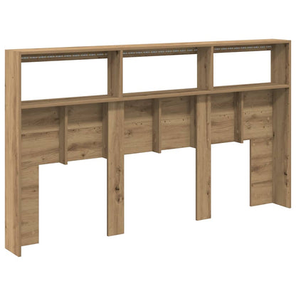 Artisan Oak LED Headboard Cabinet - 180x17x102 cm, Stylish Storage