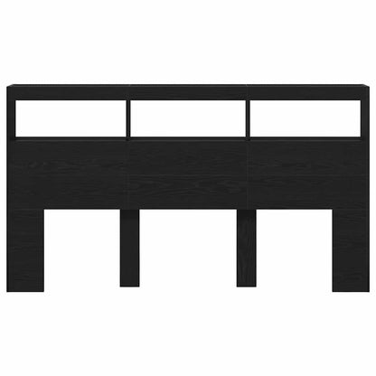 LED Black Oak Headboard Cabinet 180x17x102 cm - Modern Design