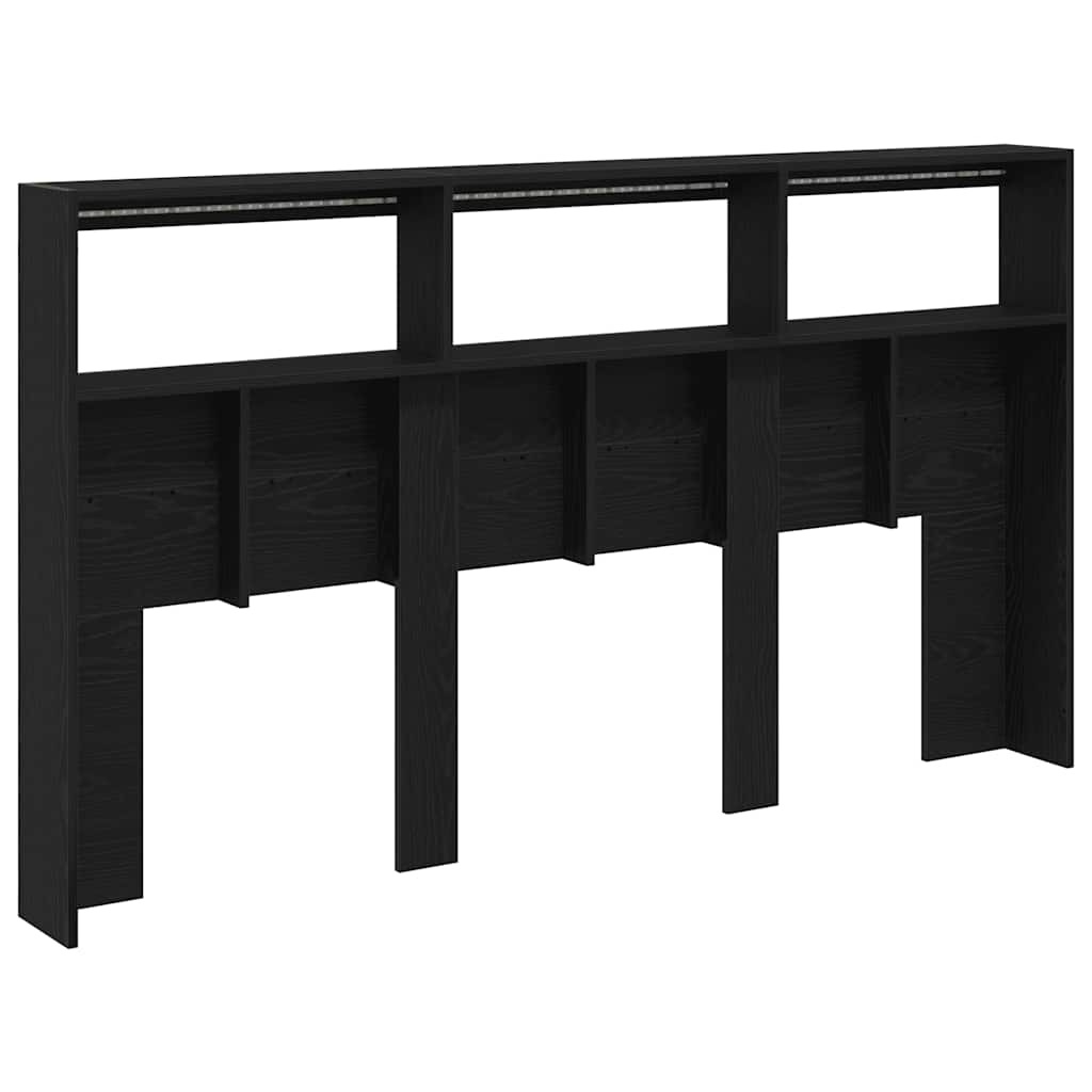 LED Black Oak Headboard Cabinet 180x17x102 cm - Modern Design