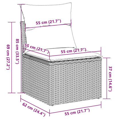2 Piece Garden Sofa Set with Cushions Black Poly Rattan Acacia