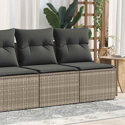 2 Piece Garden Sofa Set with Cushions Grey Poly Rattan Acacia
