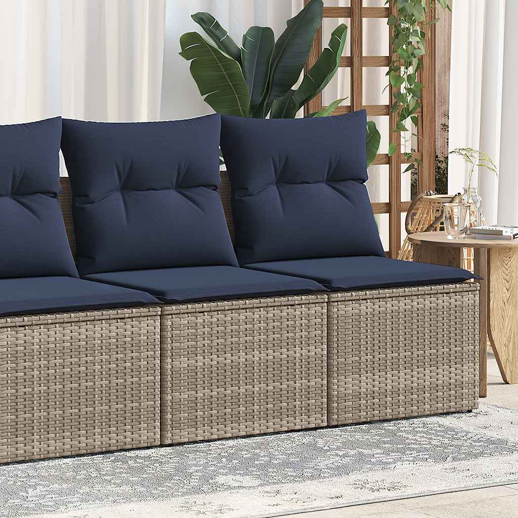 2 Piece Garden Sofa Set with Cushions Grey Poly Rattan Acacia