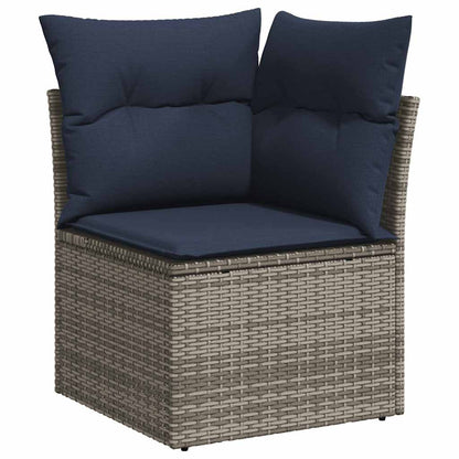 6 Piece Garden Sofa Set with Cushions Grey Poly Rattan Acacia