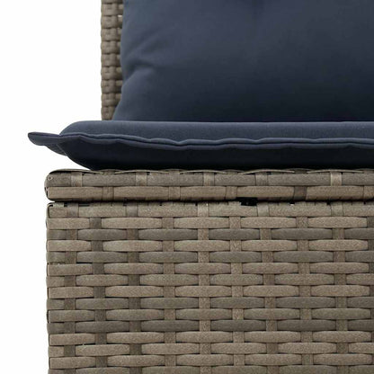 11 Piece Garden Sofa Set with Cushions Grey Poly Rattan Acacia