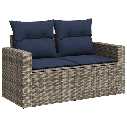 11 Piece Garden Sofa Set with Cushions Black Poly Rattan Acacia
