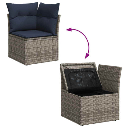 11 Piece Garden Sofa Set with Cushions Black Poly Rattan Acacia