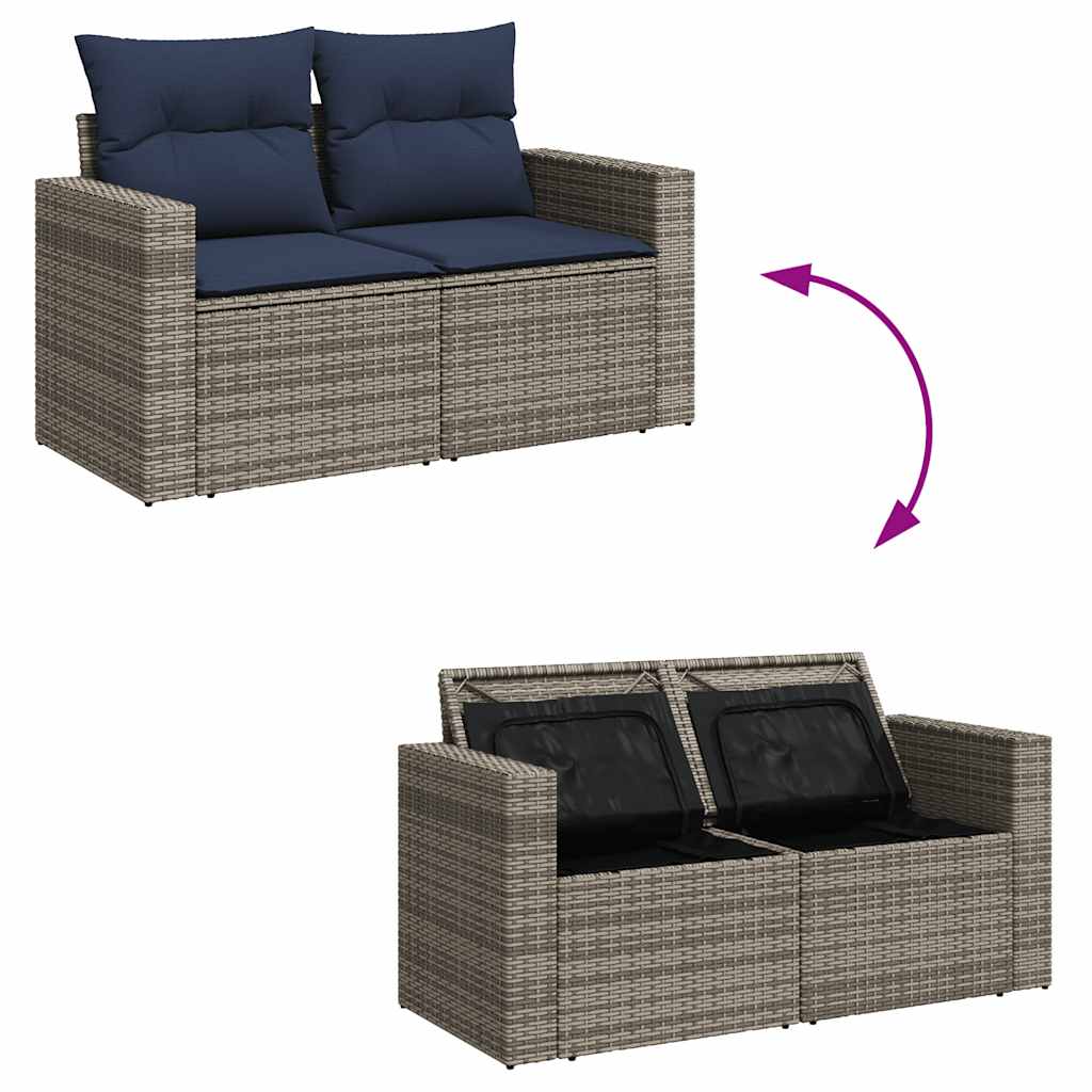 11 Piece Garden Sofa Set with Cushions Black Poly Rattan Acacia