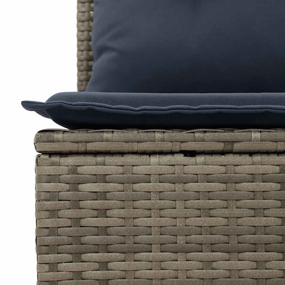 11 Piece Garden Sofa Set with Cushions Grey Poly Rattan Acacia