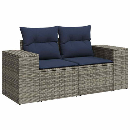 16 Piece Garden Sofa Set with Cushions Grey Poly Rattan Acacia
